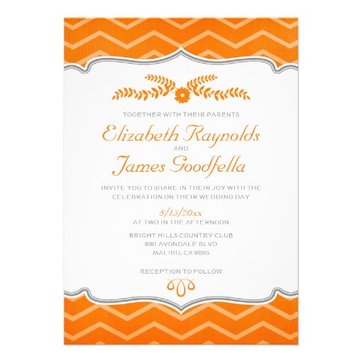 Orange Zigzag Wedding Invitations