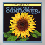 Orangedale Sunflower Vintage Fruit Crate Label Art Poster