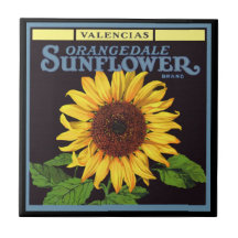 Orangedale Sunflower Vintage Fruit Crate Label Art Tiles