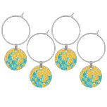 Oranges and bubbles wine glass charms
