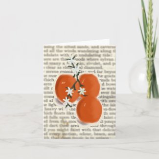 Oranges, Flowers and Poetry Note Card zazzle_card