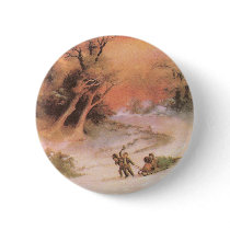 Orangey Sunset Over Snowy Countryside Christmas buttons by pinkalmond Orangey Sunset Over Snowy Countryside Christmas buttons