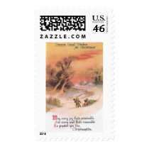 Orangey Sunset Over Snowy Countryside Christmas postage by pinkalmond Orangey Sunset Over Snowy Countryside Christmas postage