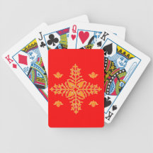 OrangeYellow Leaf Cross Bicycle Poker Cards