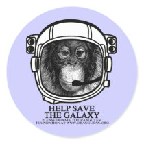 Orangutan Astronaut - Help Save the Galaxy Round Sticker
