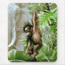 Orangutan Baby by Diana S Martin mousepads by MartinArtStudio Orangutan Baby by Diana S Martin mousepads
