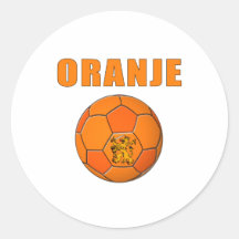 Oranje Voetbal T-Shirts Round Sticker