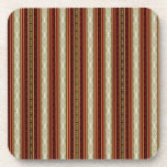 Orate Stripes in Maroon White and Gold Coaster