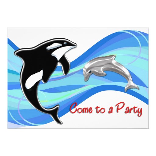 Orca and Dolphin in the Waves Personalized Invites