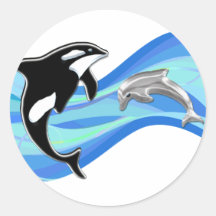 Orca and Dolphin in the Waves Sticker