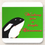 Orca Christmas Hops to the Holiday cork coasters