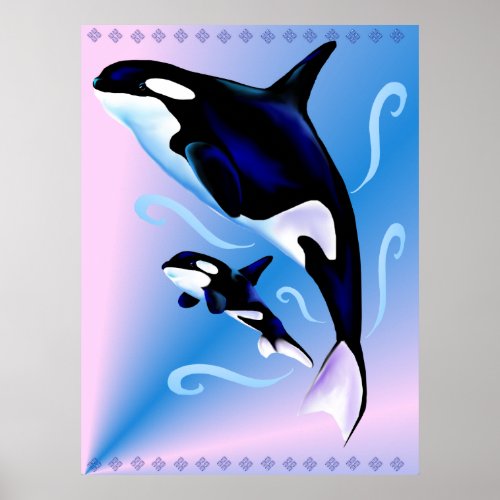 Orca Mom and Baby Print print