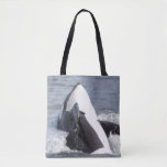 Orca whale breaching tote bag