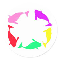 Orca Whale Circle in Five Colors stickers by boopboopadup Orca Whale Circle in Five Colors stickers
