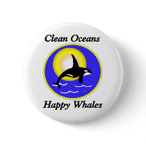 Orca Whale Clean Oceans Happy Whales buttons