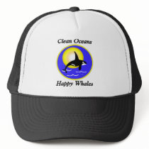 Orca Whale Clean Oceans Happy Whales hats