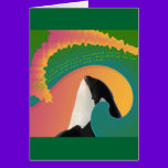 Orca Whale Rainbow Wave cards