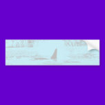 Orca Whale Swimming Drawing Turquoise Lavender bumper stickers