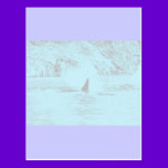 Orca Whale Swimming Drawing Turquoise Lavender postcards