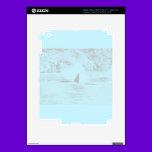 Orca Whale Swimming Drawing Turquoise Lavender skins