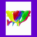 Orca Whales Jump In Six Multicolors postcards