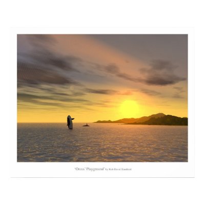 Orcas' Playground Print by PlasmaDesigncouk