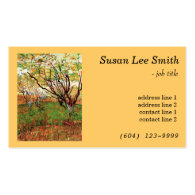 Orchard in Blossom by Vincent van Gogh. Yellow Business Card Template