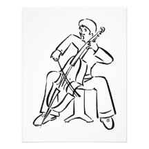 Orchestra Bass Player Man Outline Invite