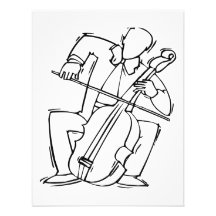Orchestra Bass Player Stylized Outline Custom Invitation