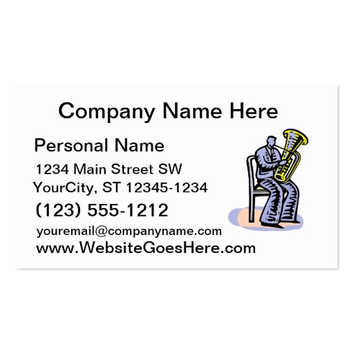 Orchestra Tuba Player Graphic, Seated Image Business Cards (front side)