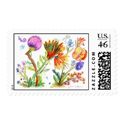 Orchid and Puff Ball stamp