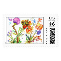 Orchid and Puff Ball postage by Julier Orchid and Puff Ball postage