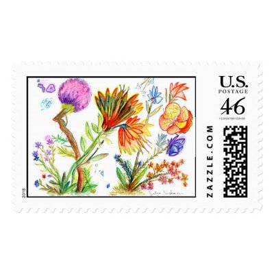 Orchid and Puff Ball Stamp