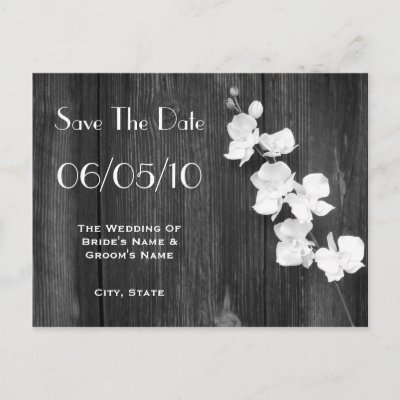Orchid &amp; Barnwood Wedding Save The Date Postcard