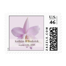 Orchid bloom pink modern wedding save the date stamps