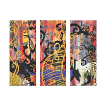 Orchid Cat Triptych Gallery Wrapped Canvas