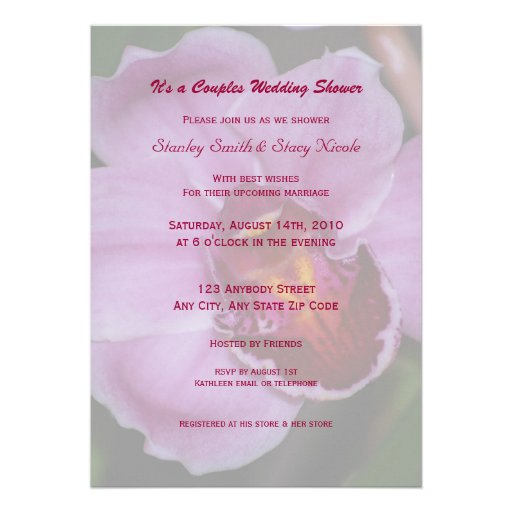 Orchid Couples Wedding Shower Invitation