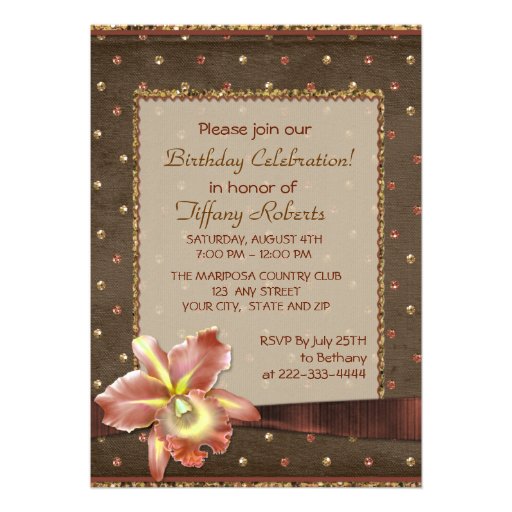 Orchid Elegance Womans Birthday Party Invites