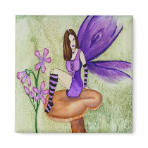 Orchid Fairy Square Magnet