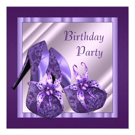 Orchid High Heel Shoes Womans Purple Birthday Personalized Announcement