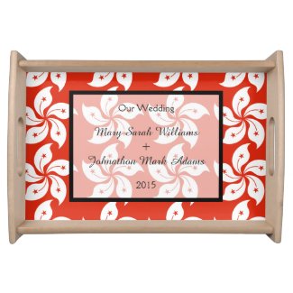 Orchid Hong Kong Flag Pattern Wedding Keepsake Serving Platter