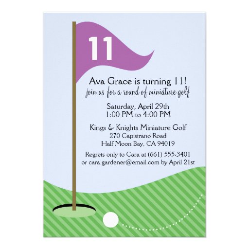 Orchid Let's Par-Tee Miniature Golf Birthday Party Personalized Invitation