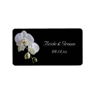 Orchid on Black Wedding Labels