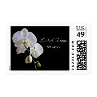 Orchid on Black Wedding Postage Stamps