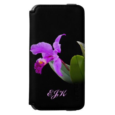 Orchid on Black with Customizable Monogram Incipio Watson™ iPhone 6 Wallet Case
