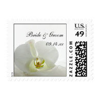Orchid on White Wedding Postage Stamp