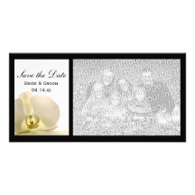 Orchid on White Wedding Save the Date Personalized Photo Card
