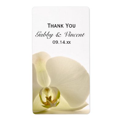 Orchid on White Wedding Thank You Label