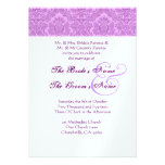 Orchid Purple Damask Wedding Metallic Template invitations