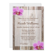 Orchid Rustic Barn Wood Bridal Shower Custom Announcements